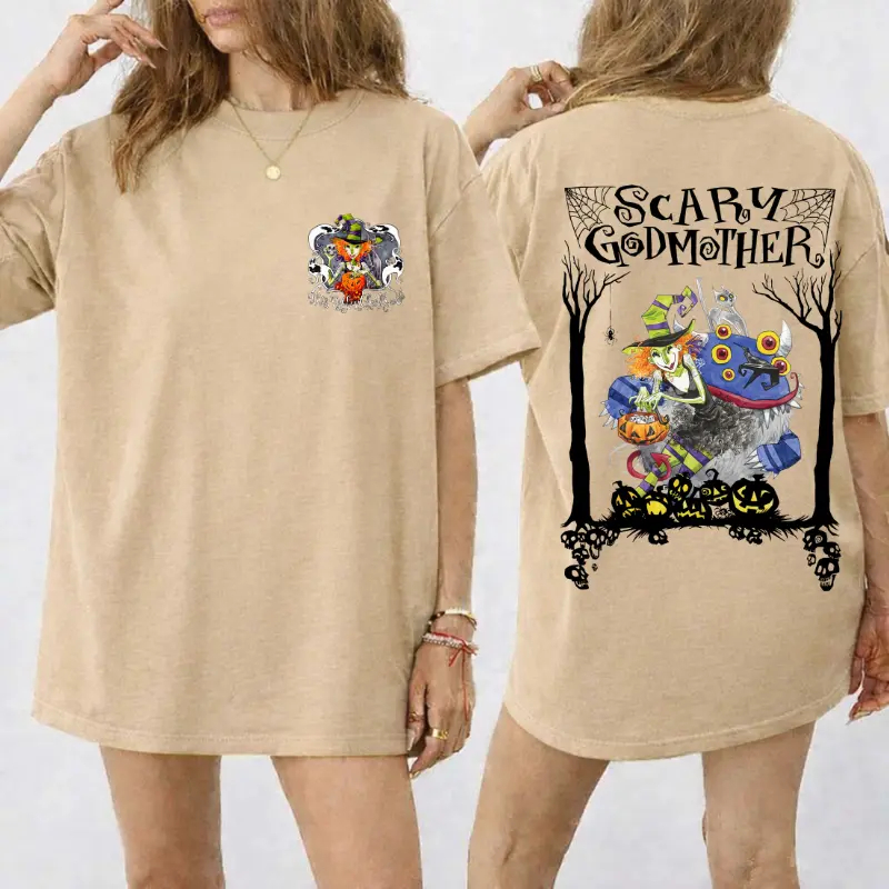 Scary Godmother Halloween Graphic T-Shirt