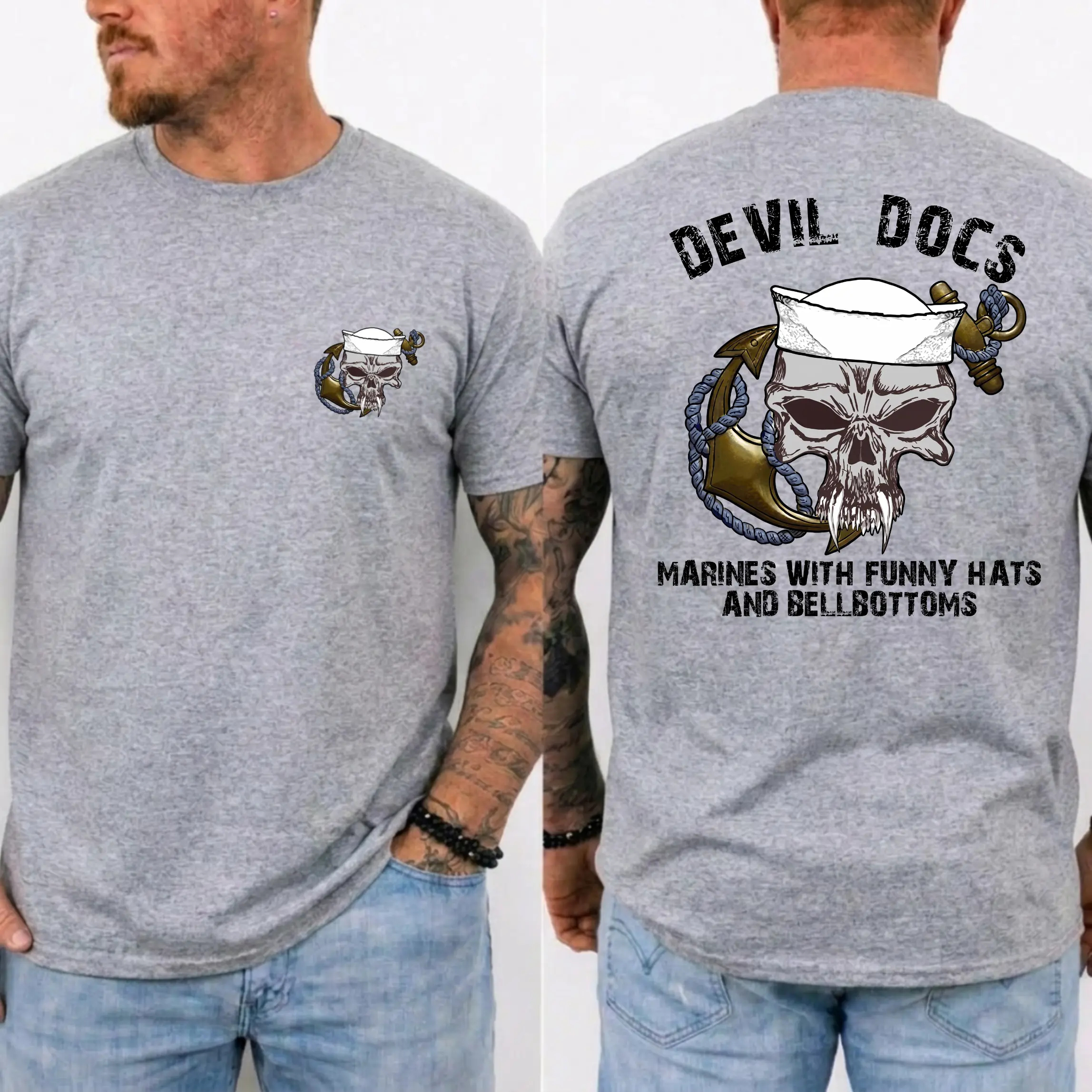 American Guardian USMC Devil Dogs Skull Anchor Shirt