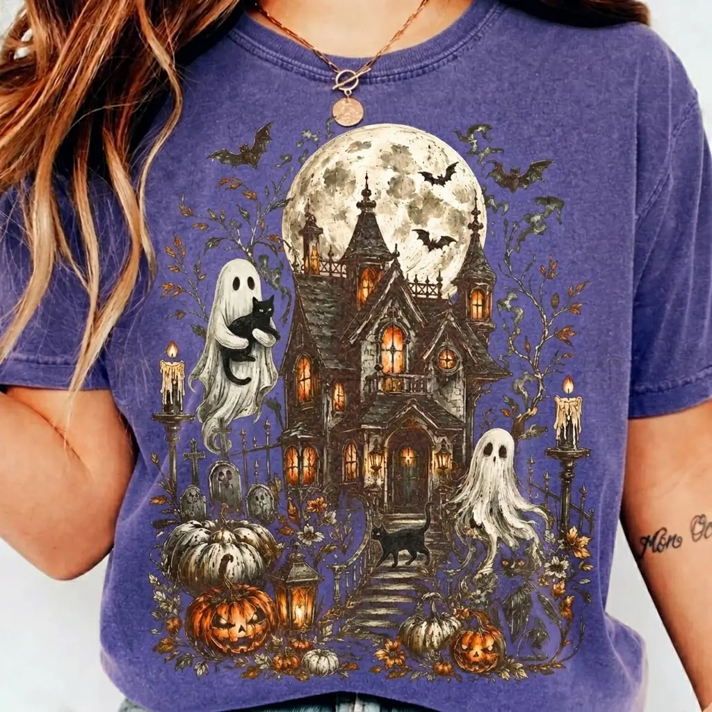Spooky Cottage Pumpkin Graphic Tee