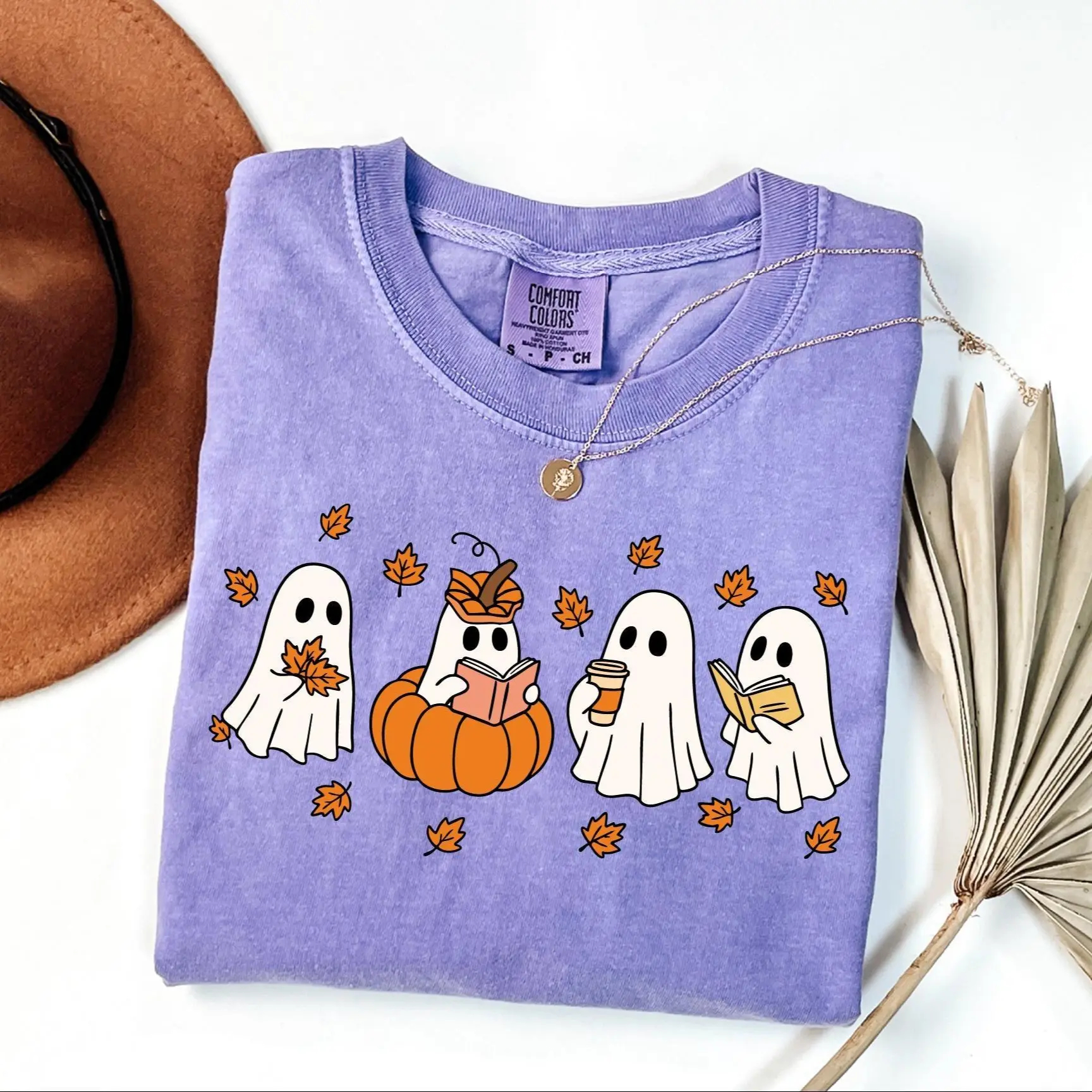  Pumpkin Ghosts Reading Book Shirt