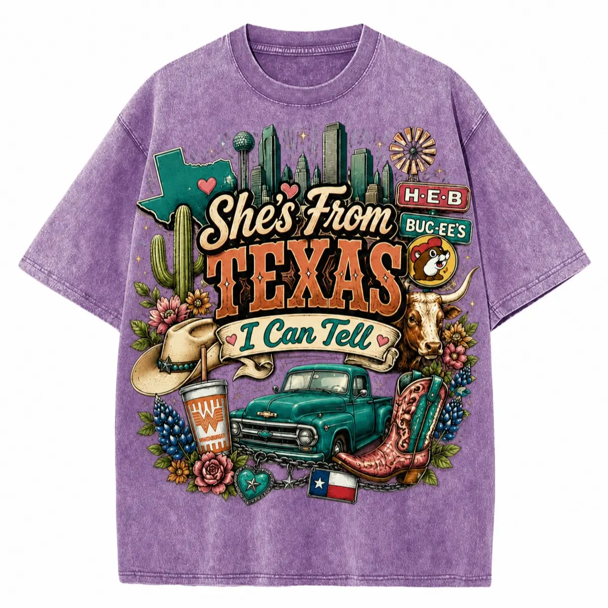She’s From Texas” Vintage Wash Graphic Tee