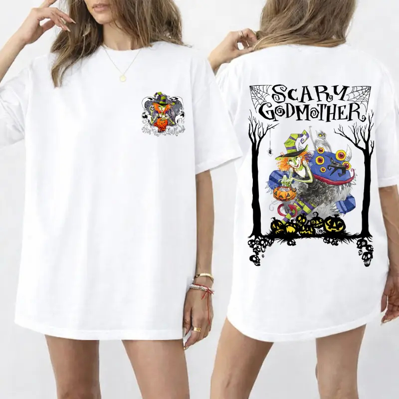 Scary Godmother Halloween Graphic T-Shirt