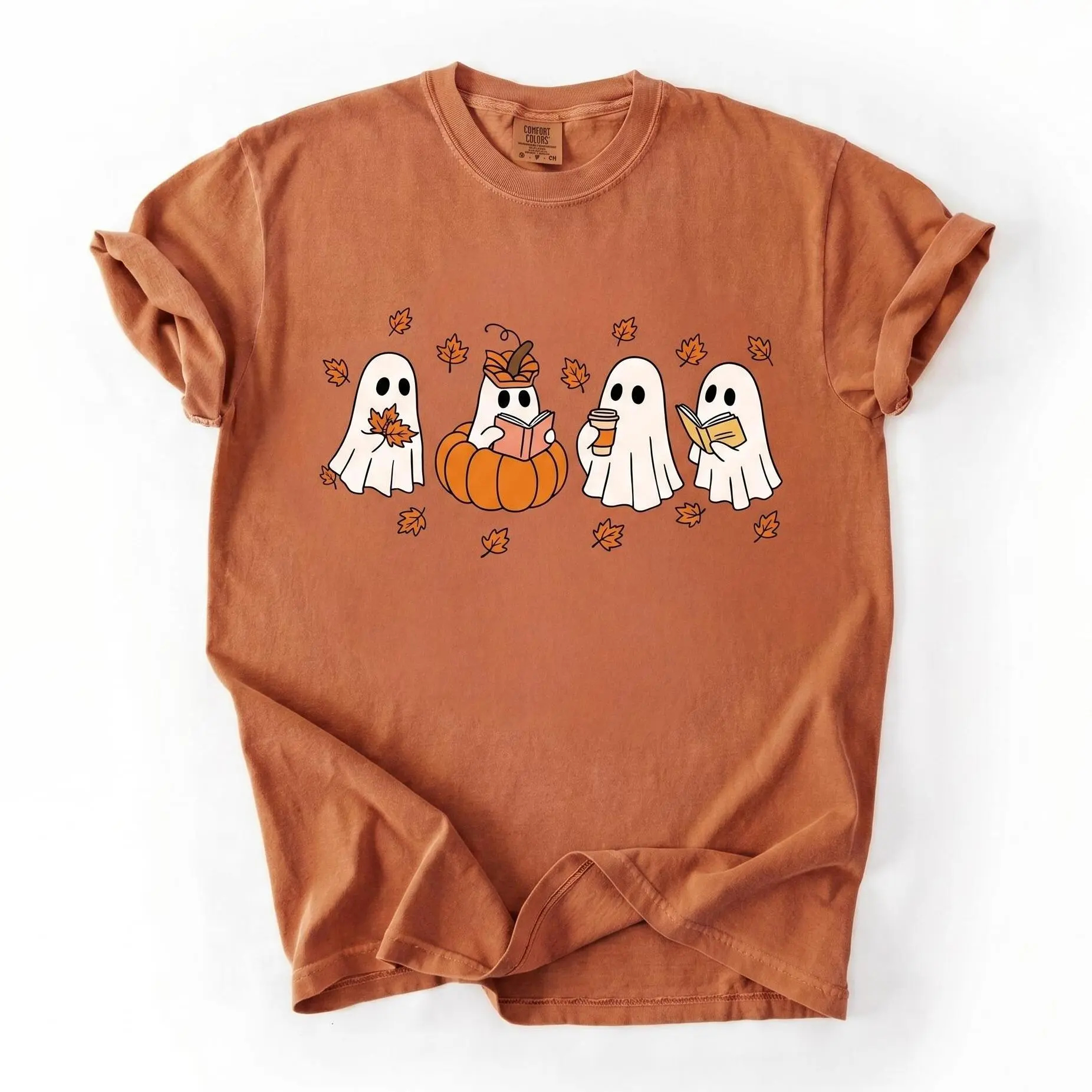  Pumpkin Ghosts Reading Book Shirt