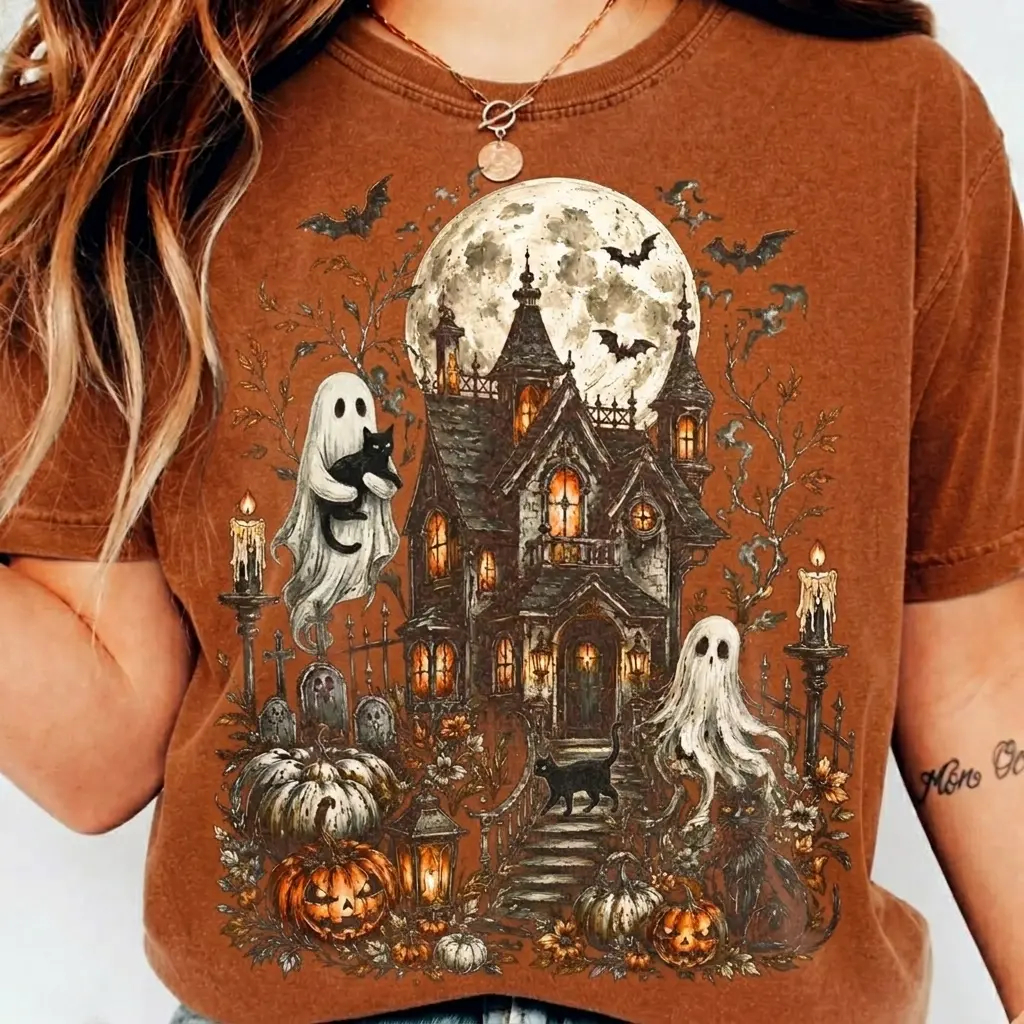 Spooky Cottage Pumpkin Graphic Tee