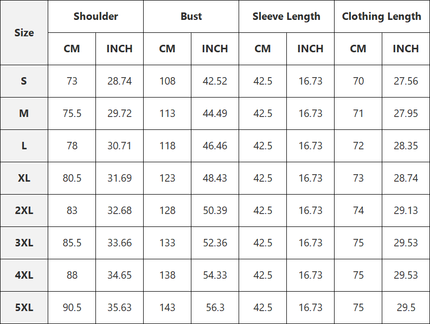 Size chart