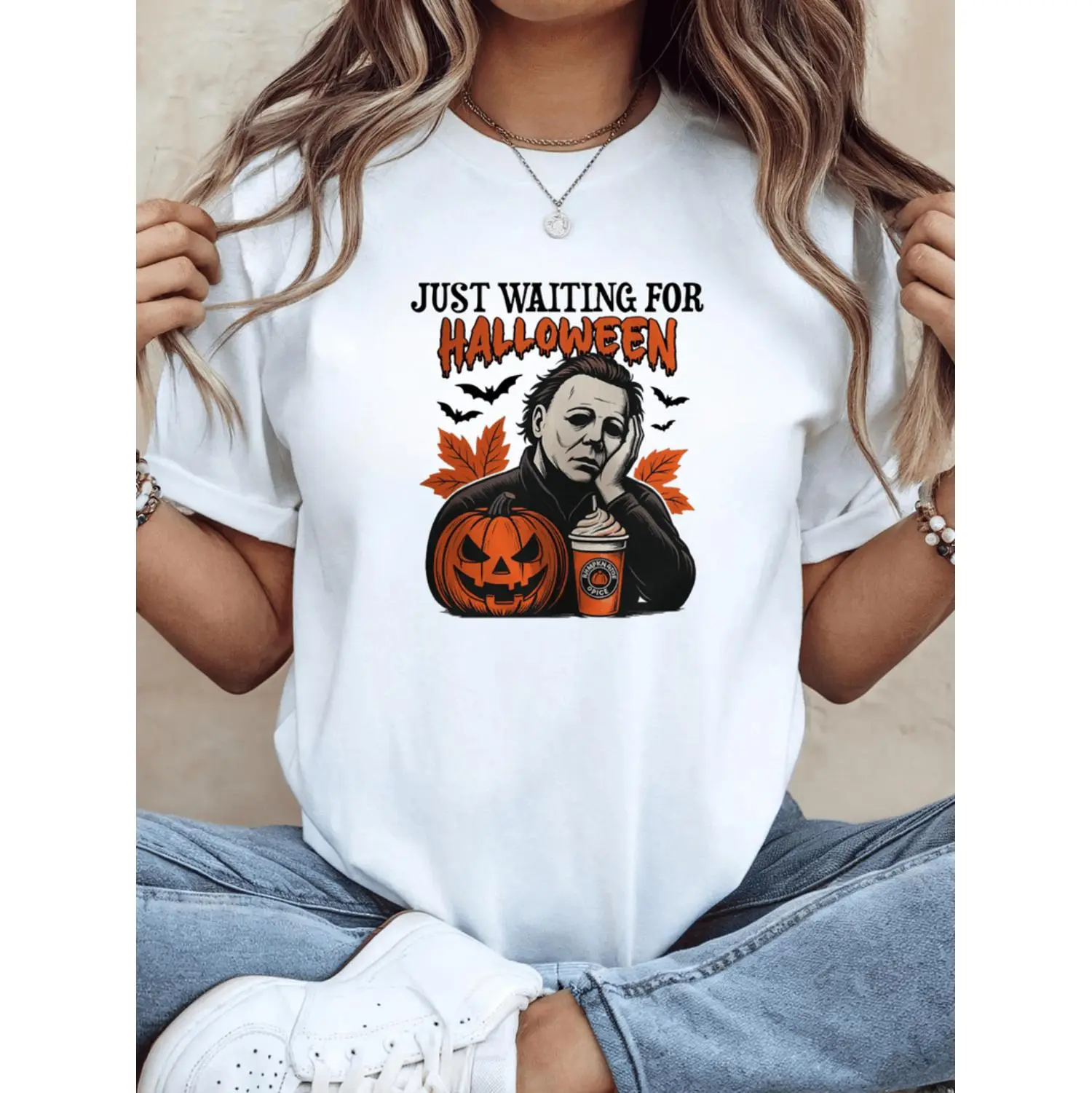 Just Waiting for Halloween Graphic T-Shirt 
