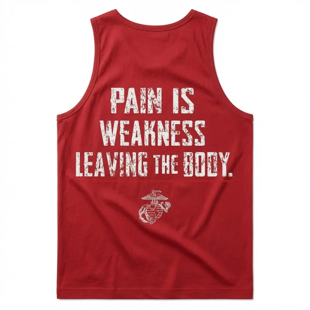 Menswear Soft Fabric Tank Top - "Pain Is Weakness Leaving The Body" Print