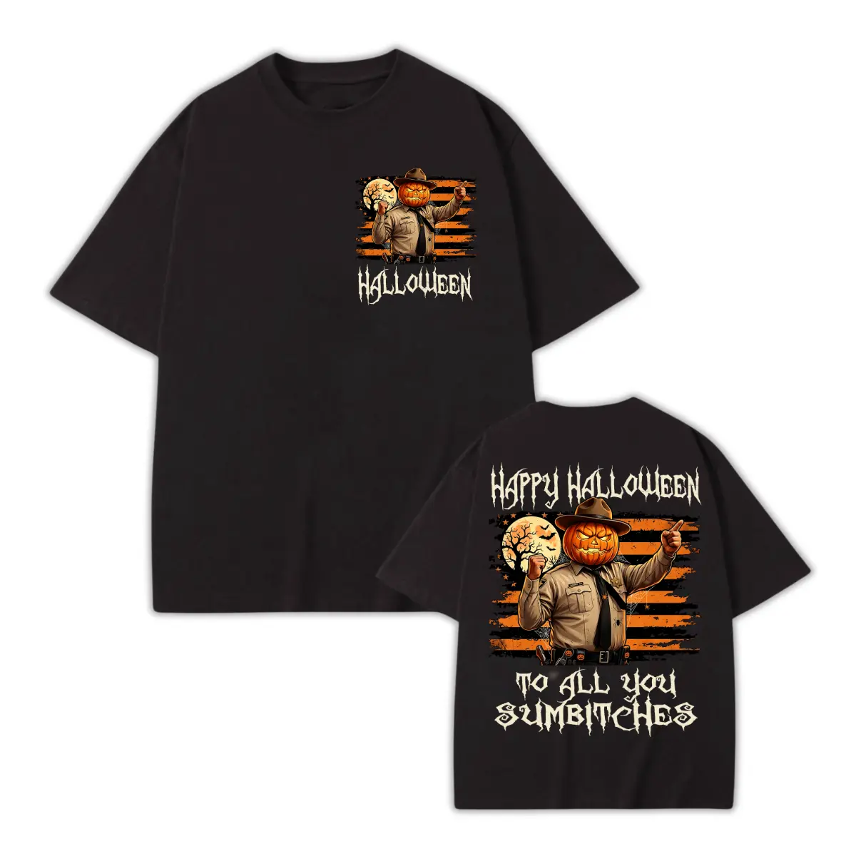 Funny Pumpkin Sheriff Halloween T-Shirt