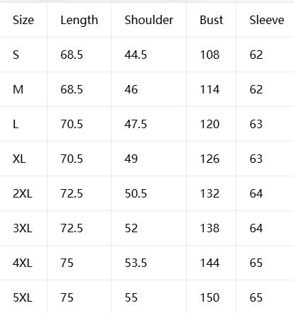 Product Size Chart