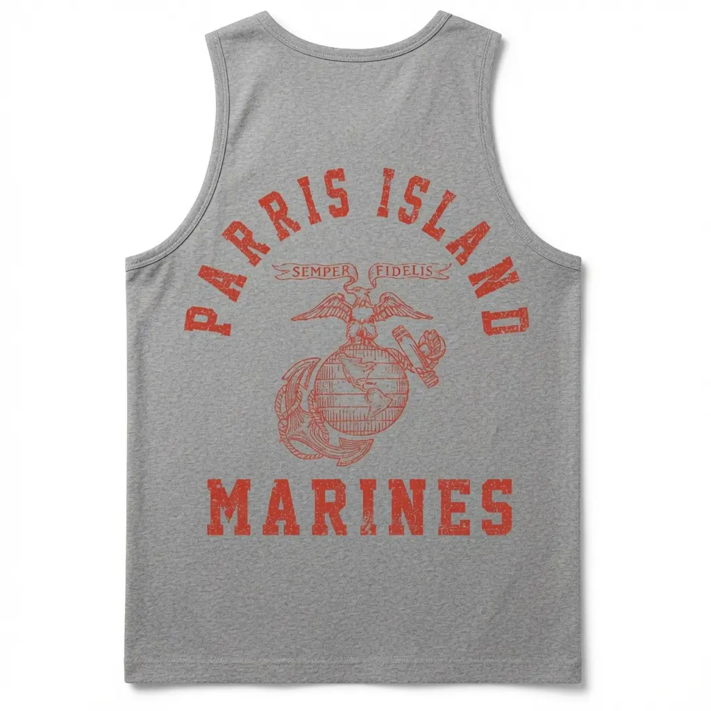 Menswear Soft Outdoor Fabric Parris Island Marines Tank Top
