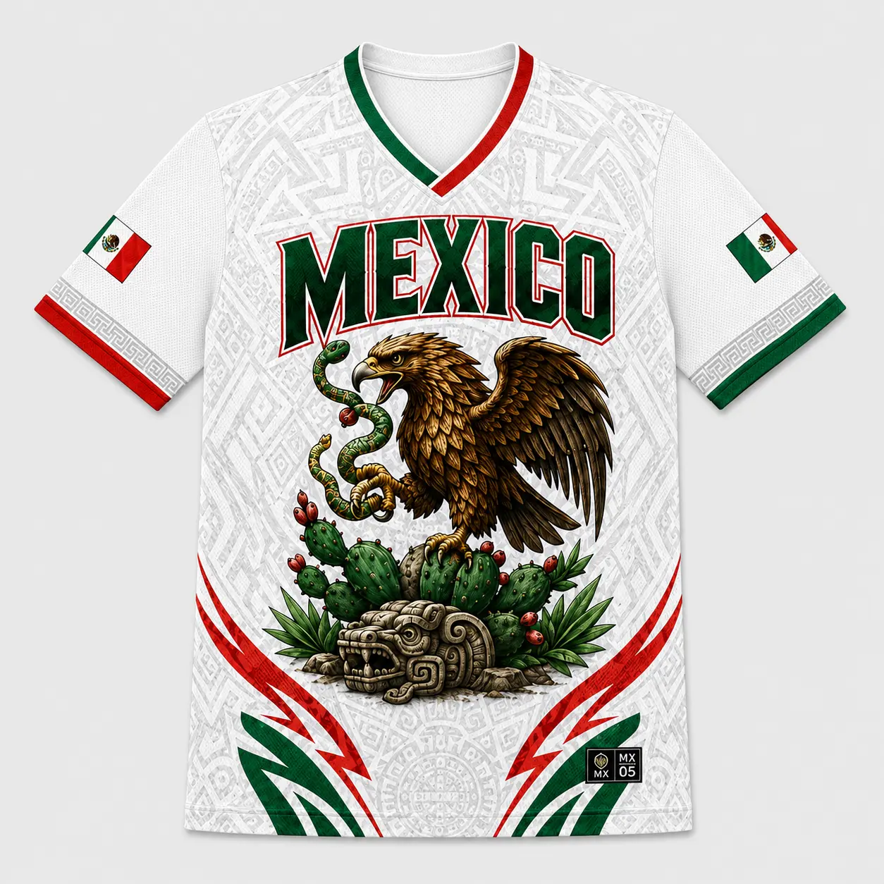 2026 Mexico Inspired White V-Neck Short Sleeve T-Shirt