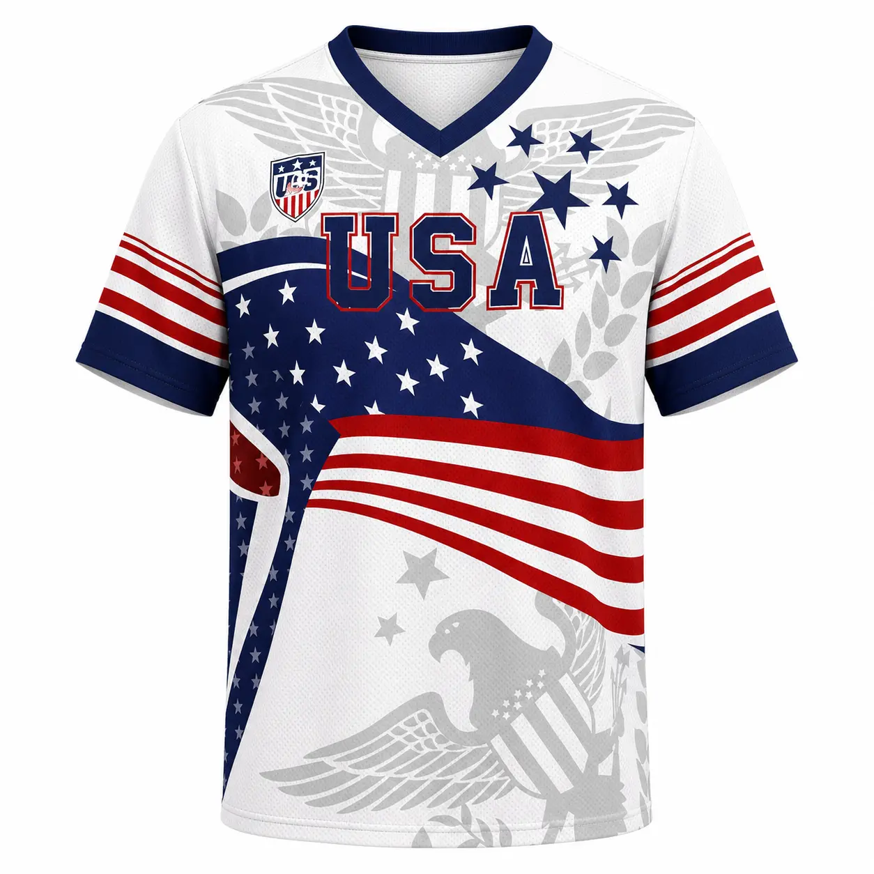 V-Neck USA Bald Eagle Graphic Soccer Jersey