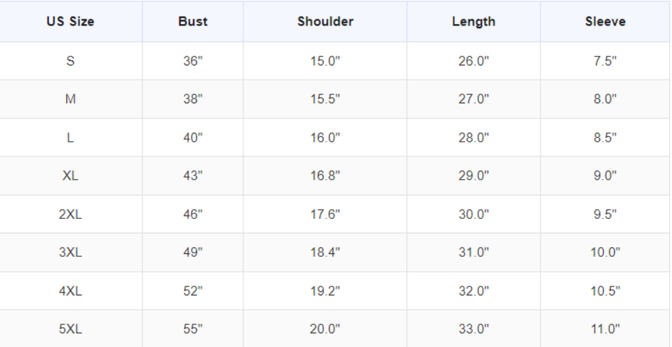 Size chart