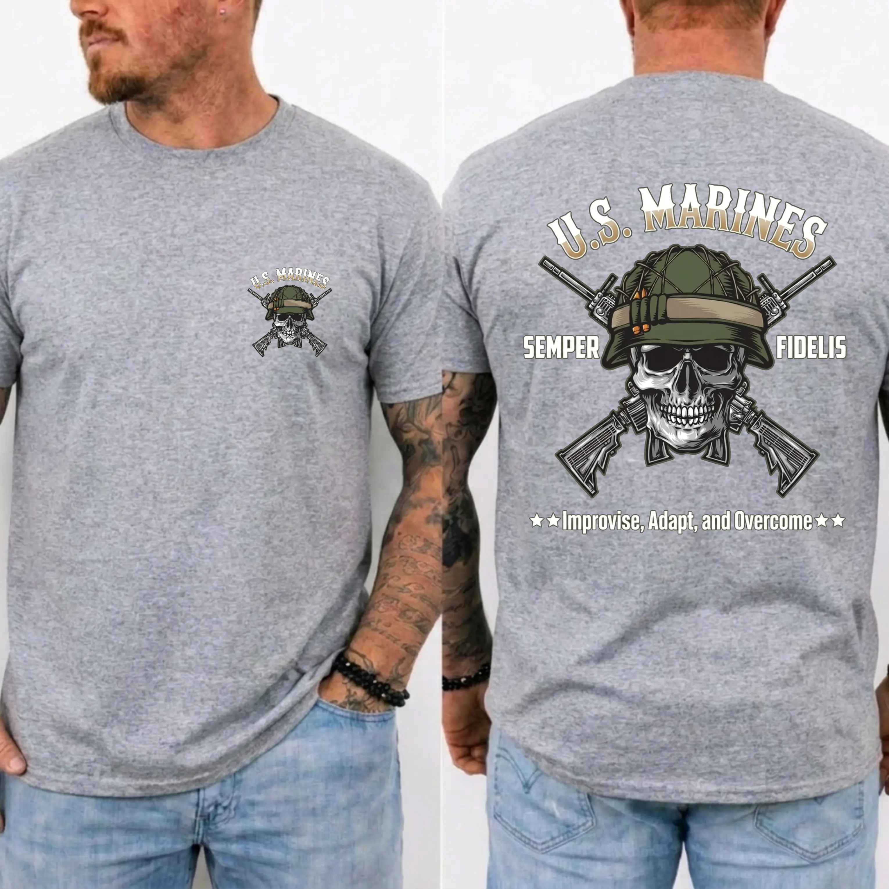 US Marines Skull Rifle T-Shirt