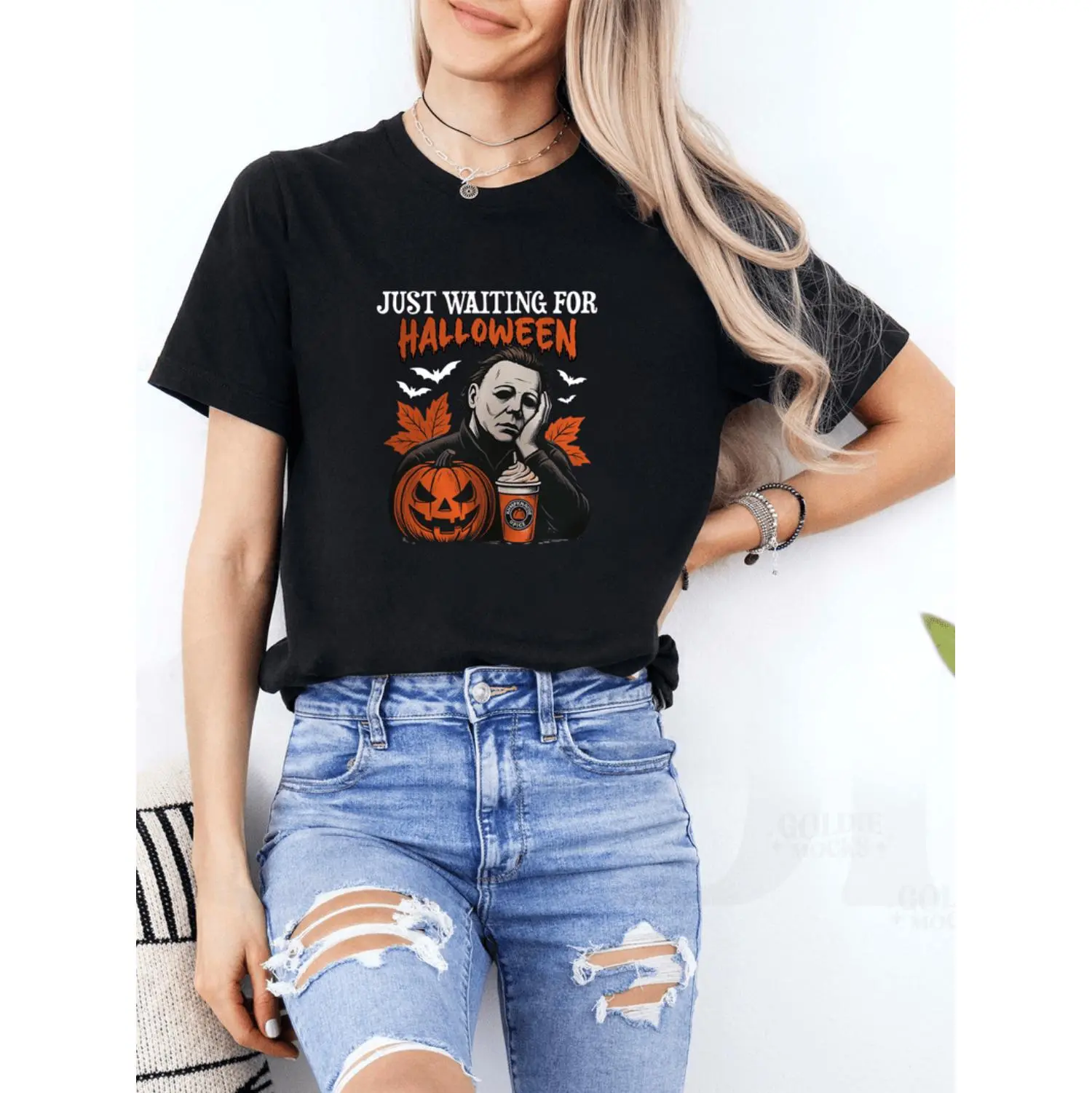 Just Waiting for Halloween Graphic T-Shirt 