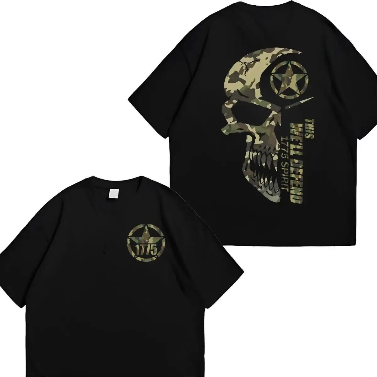 Gildan Men's Classic Soft Cotton Relaxed Fit Crew Neck Ribbed Short-Sleeve T-Shirt - U.S. Army Theme "This We’ll Defend" Graphic, Streetwear Casual Top, Cotton Fabric, All Seasons Proud Gift for Veterans, Graphic Print, Shortsleeve Tee, 100% Cotton