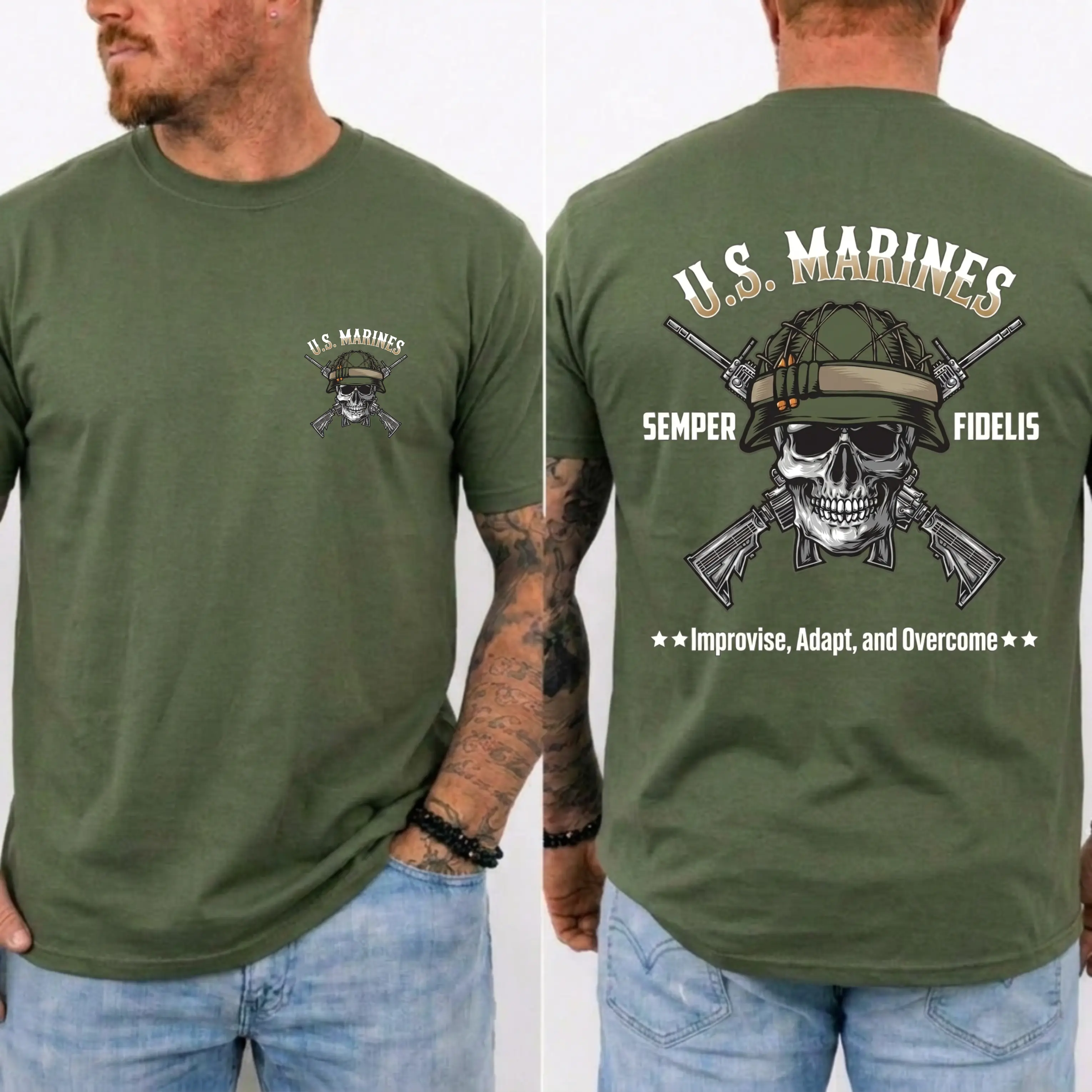 US Marines Skull Rifle T-Shirt