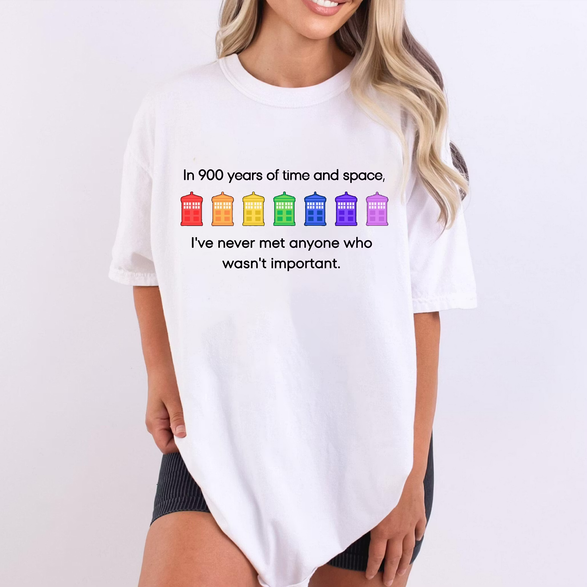 Pride Rainbow Police Box Shirt, 11th Doctor Quote, LGBT Pride Month T-shirt