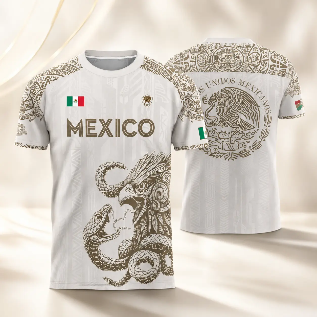 Mexico Soccer Jersey Men Women Aztec Eagle Serpent Graphic Shirt