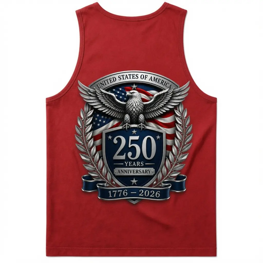 Men's Soft Fabric Outdoor Tank Top - USA 250 Years Anniversary Print