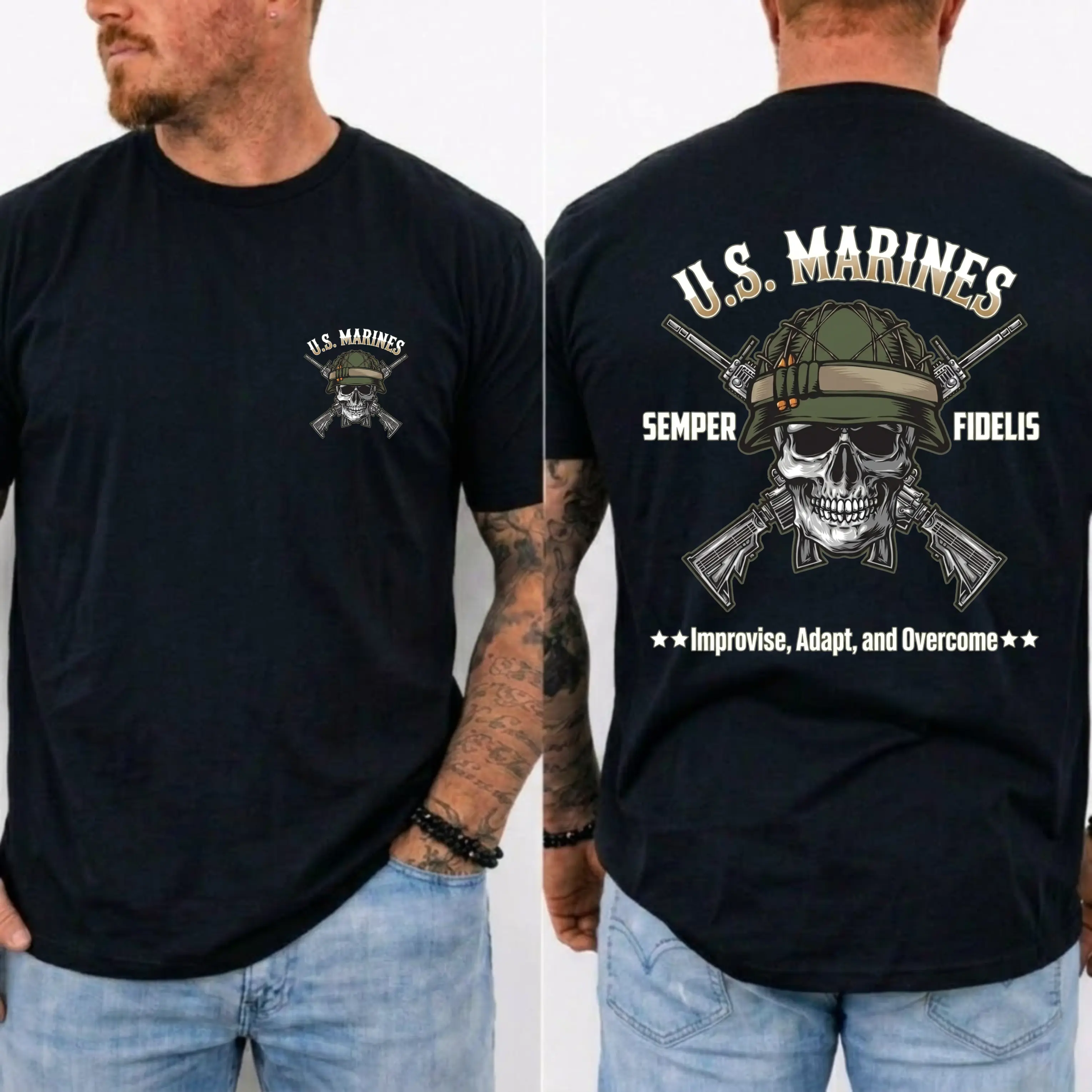 US Marines Skull Rifle T-Shirt