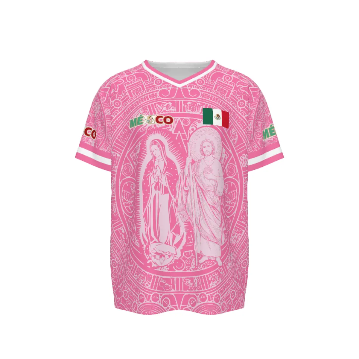 Light Pink Virgencita & San Juditas Mexico Soccer Jersey