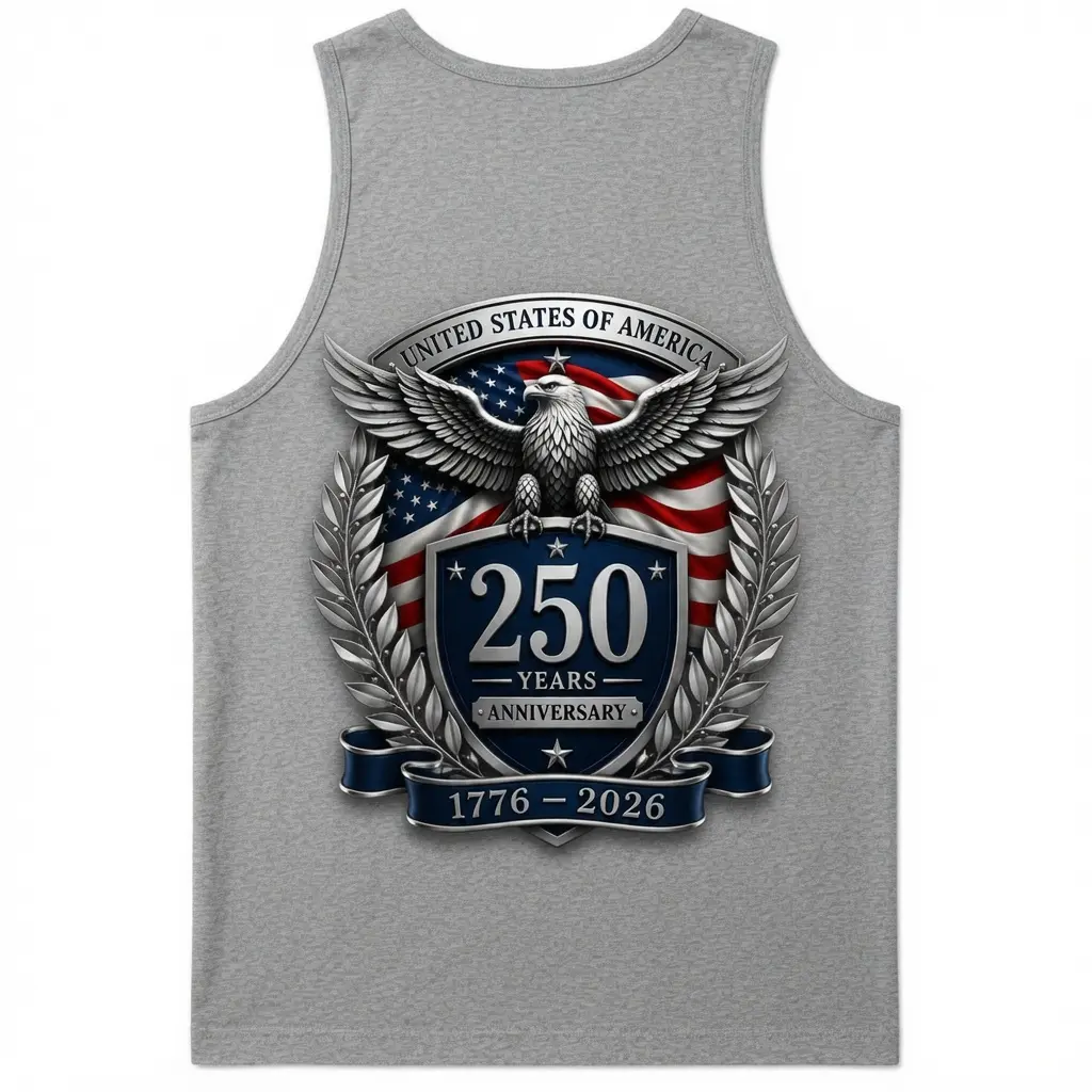 Men's Soft Fabric Outdoor Tank Top - USA 250 Years Anniversary Print