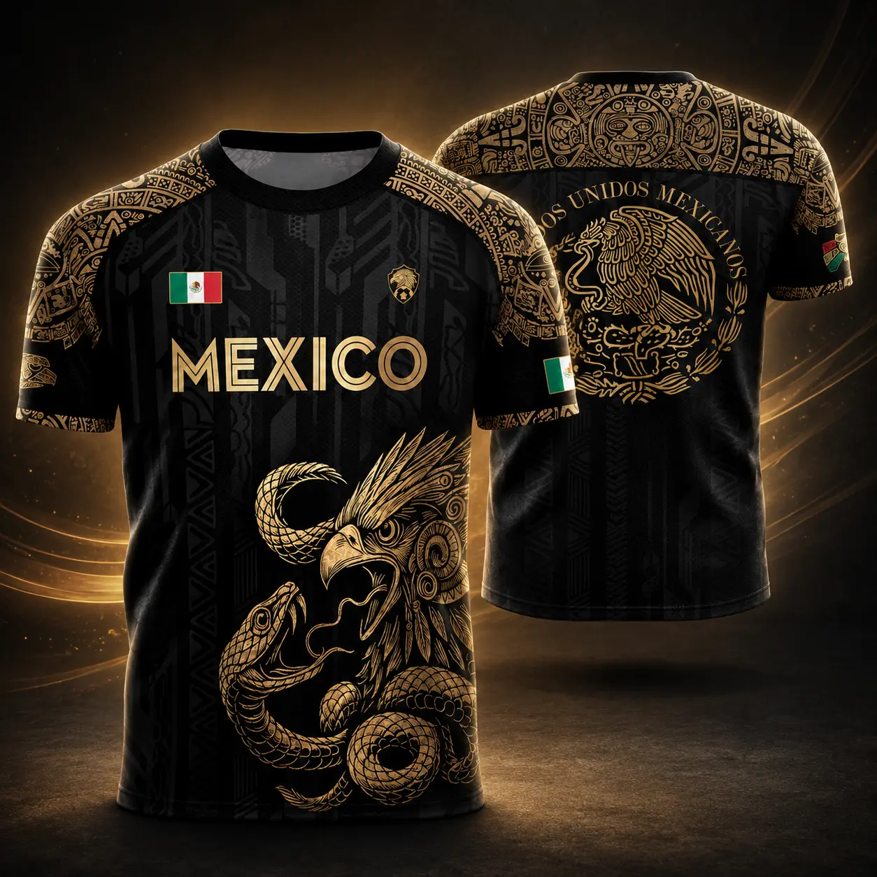 Mexico Soccer Jersey Men Women Aztec Eagle Serpent Graphic Shirt