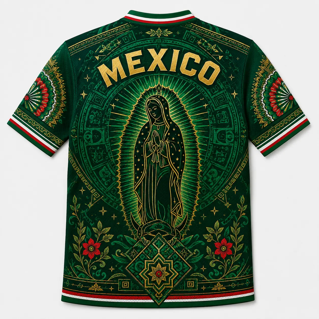 2026 Mexico Inspired Green V-Neck Sports Jersey