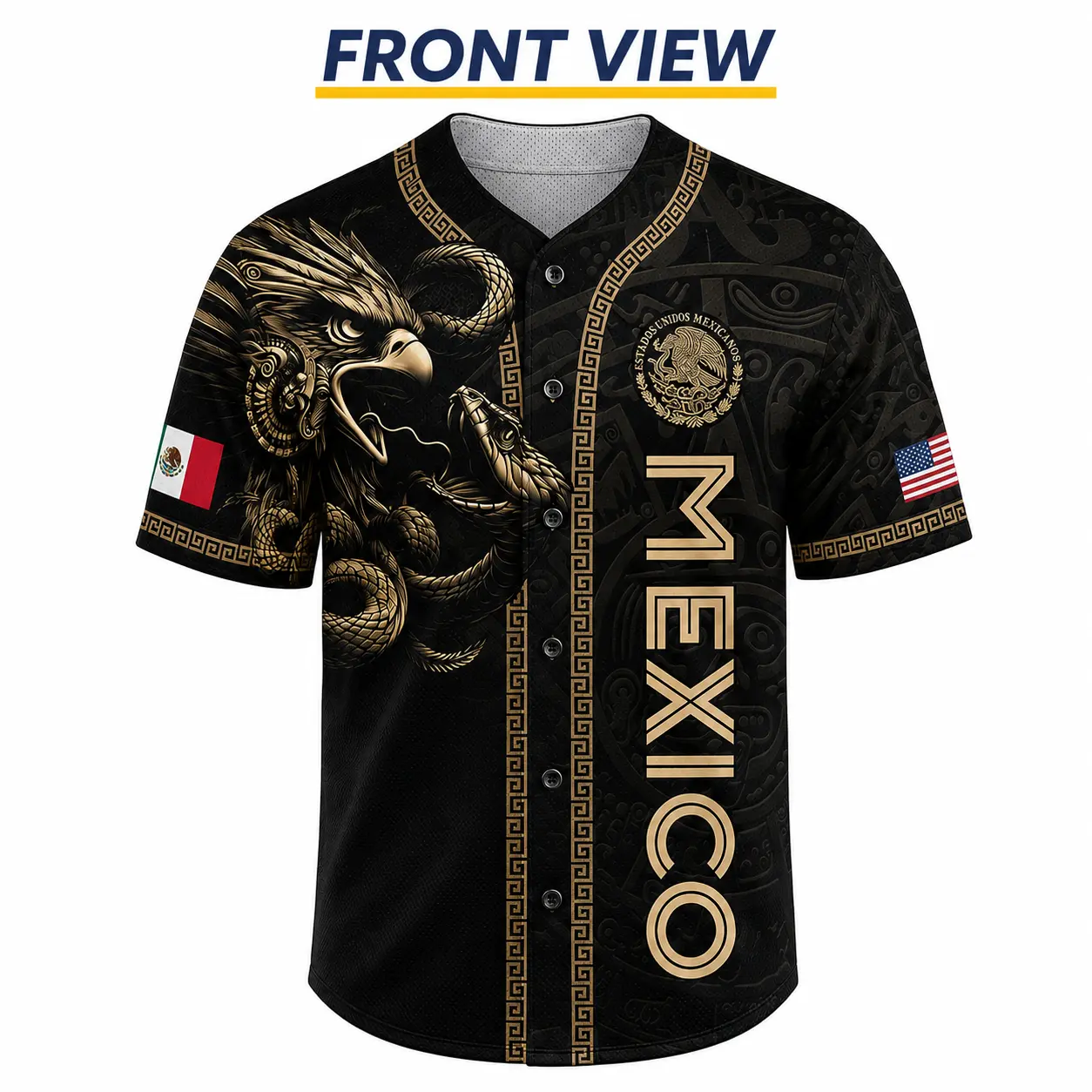 Mexico Flag Casual Baseball Jersey 