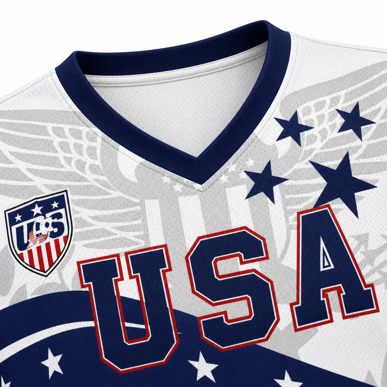 V-Neck USA Bald Eagle Graphic Soccer Jersey