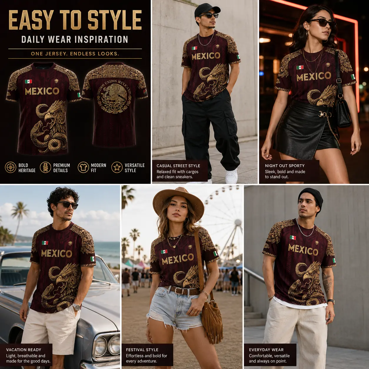 Mexico Soccer Jersey Men Women Aztec Eagle Serpent Graphic Shirt
