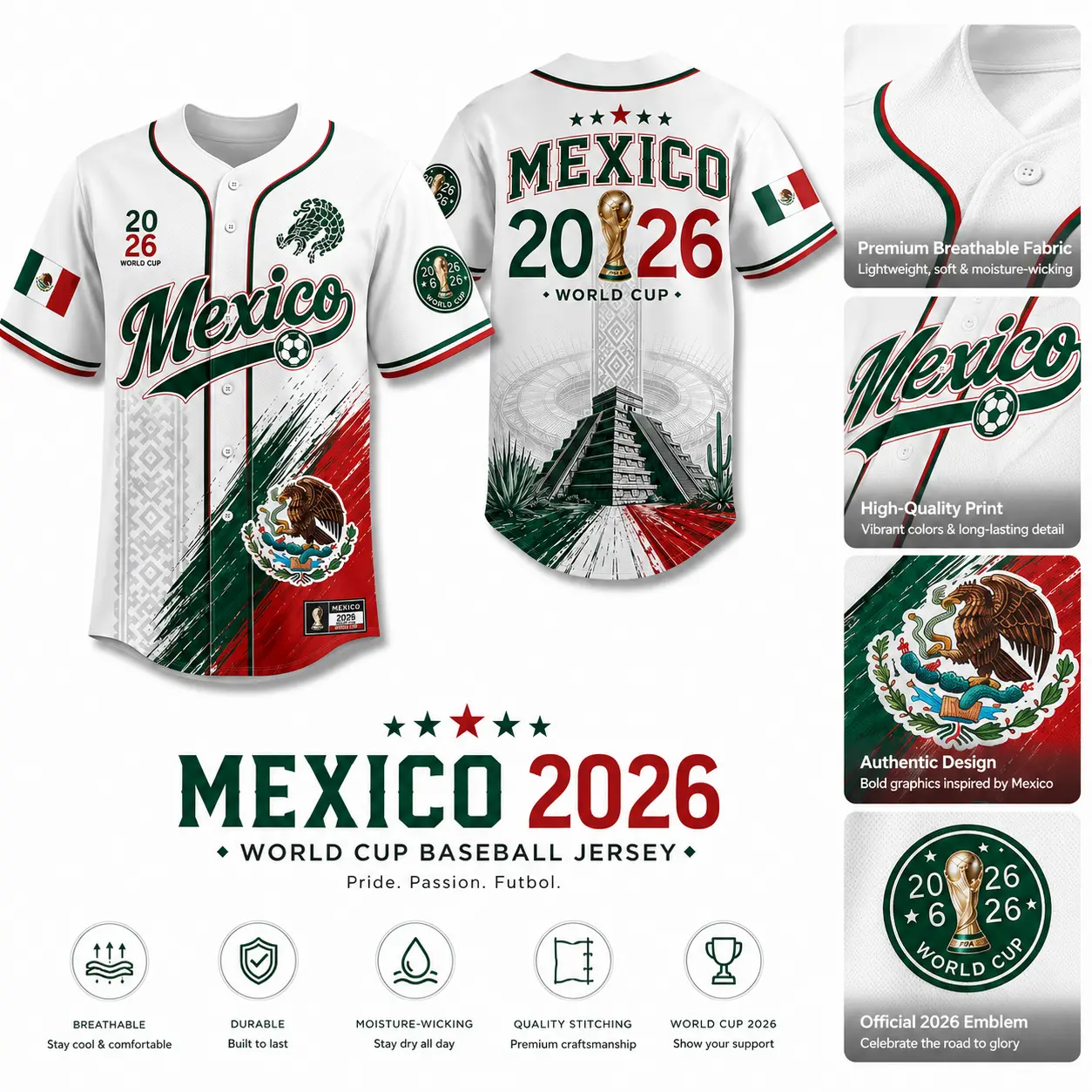Mexico-Inspired Baseball Jersey Shirt