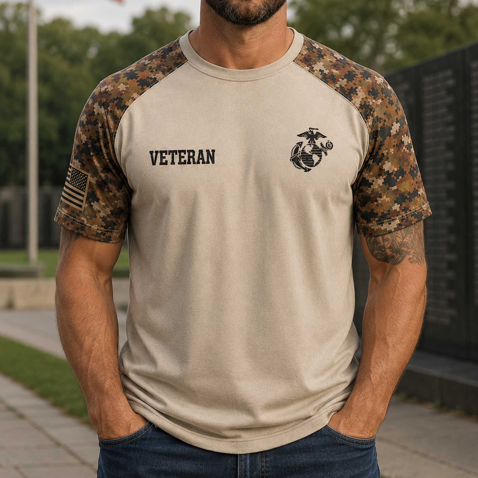 Veteran U.S. Marine Don’t Judge Me Patriotic T-Shirt