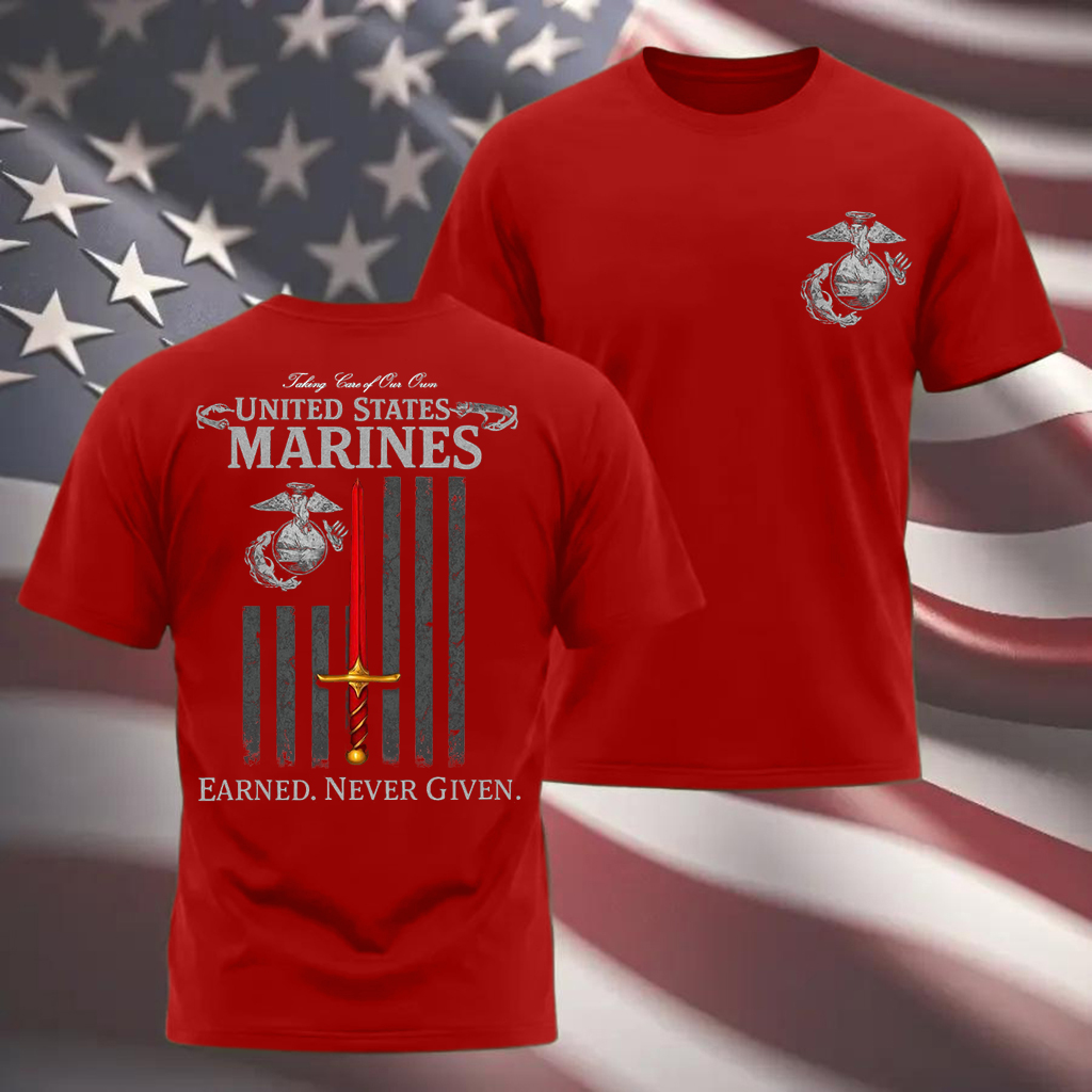 Men's Round Neck Short-Sleeve United States Marines Print T-Shirt 