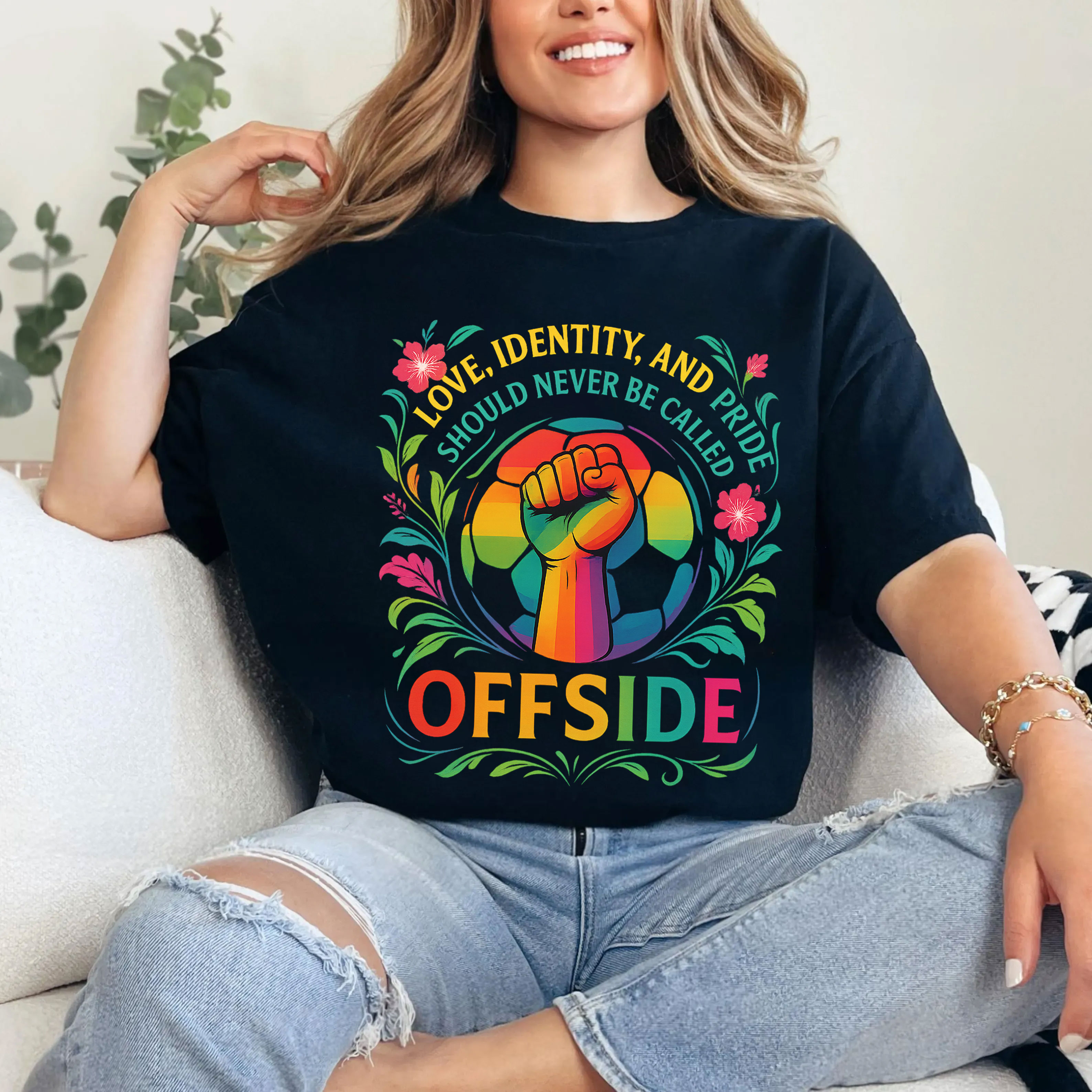 LOVE, IDENTITY, AND PRIDE SHOULD NEVER BE CALLED OFFSIDE,Pride Month Unisex T-shirt