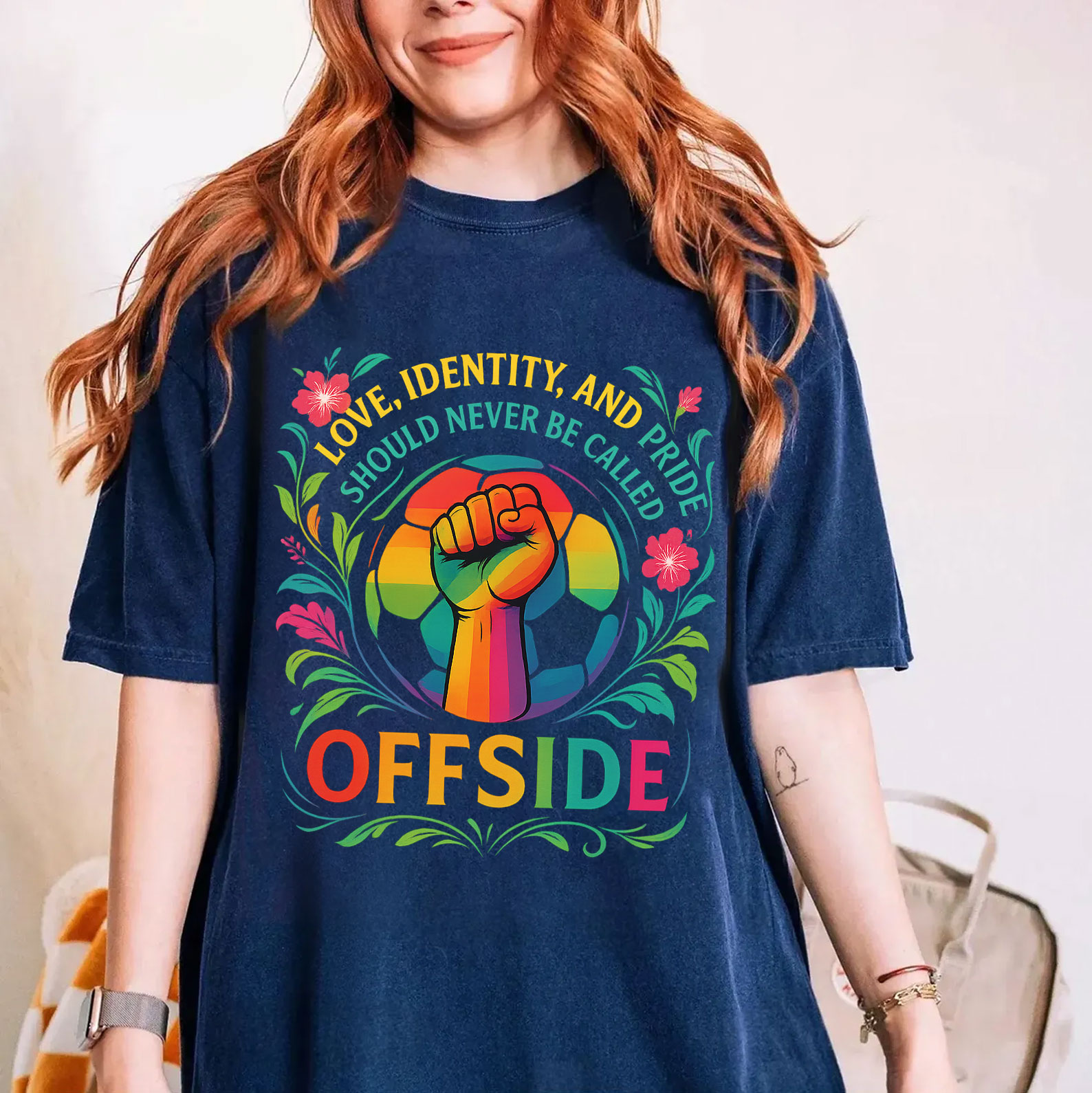 LOVE, IDENTITY, AND PRIDE SHOULD NEVER BE CALLED OFFSIDE,Pride Month Unisex T-shirt