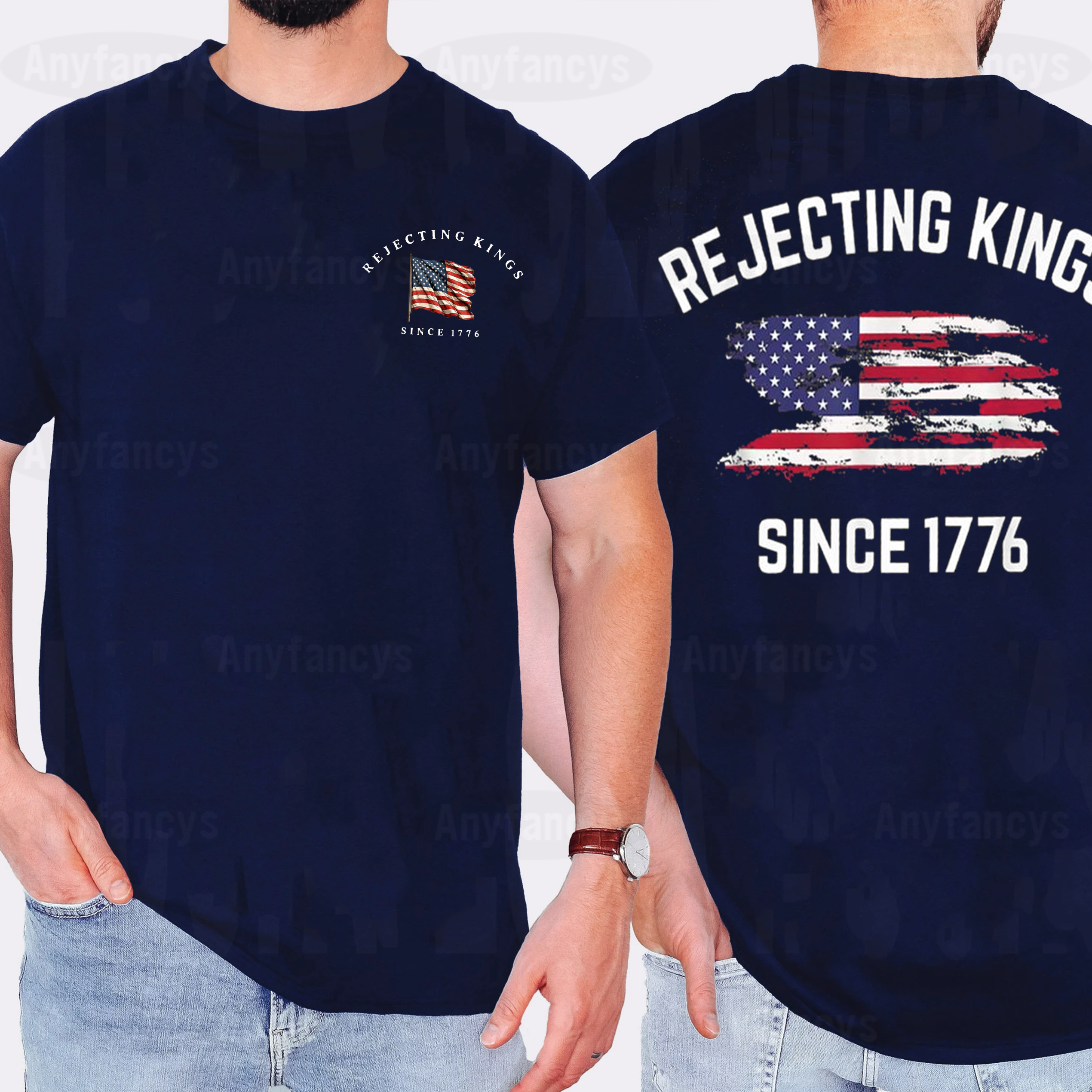 Rejecting Kings Since 1776 Patriotic Usa Flag 4th Of July Unisex T-shirt
