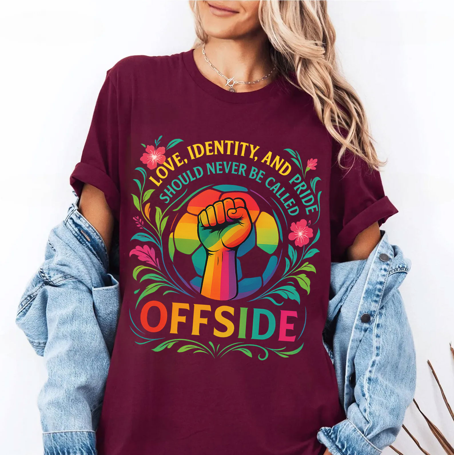 LOVE, IDENTITY, AND PRIDE SHOULD NEVER BE CALLED OFFSIDE,Pride Month Unisex T-shirt