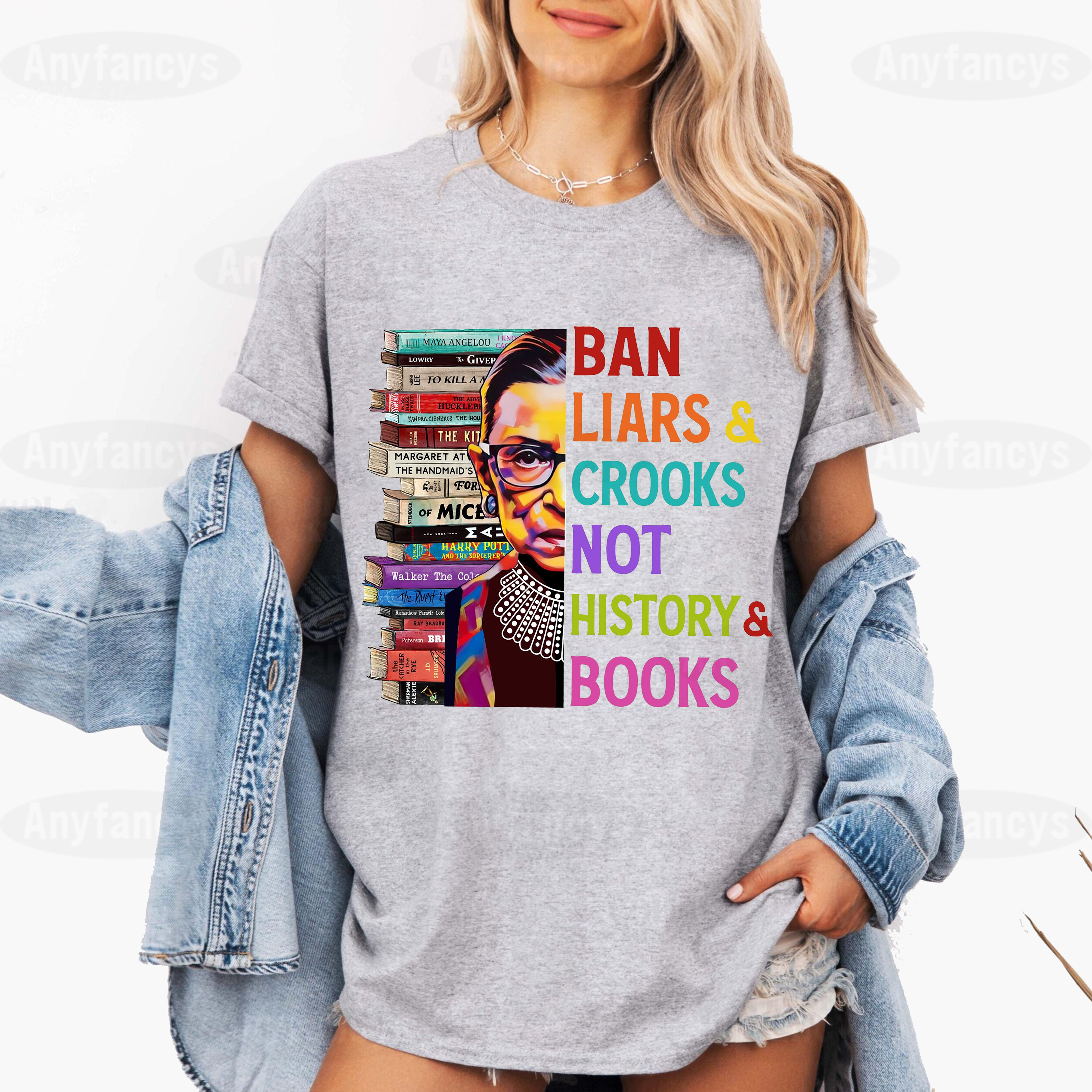 Ban Liars and Crooks Not History and Books ,Rainbow Feminist Book Banning Protest Unisex T-shirt
