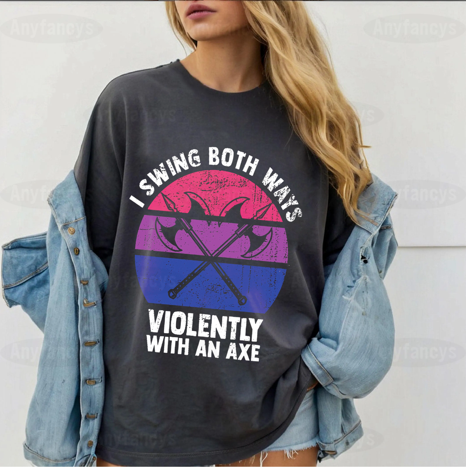 Bisexual, I Swing Both Ways Violently With An Axe Funny LGBT Pride Unisex T-shirt/Crewneck/Hoodie