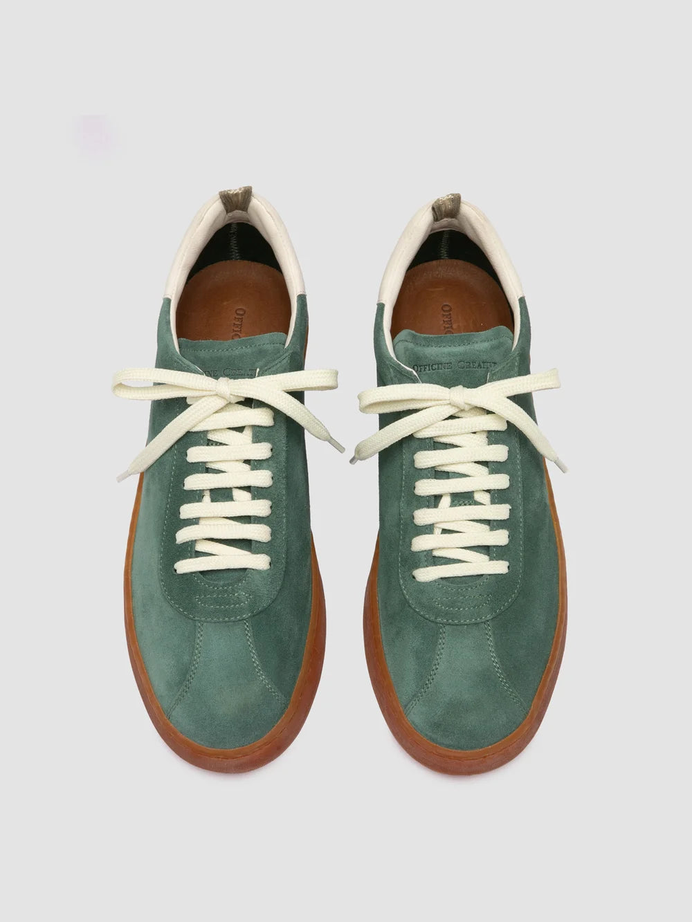 Grüne Sneaker aus Leder und Wildleder