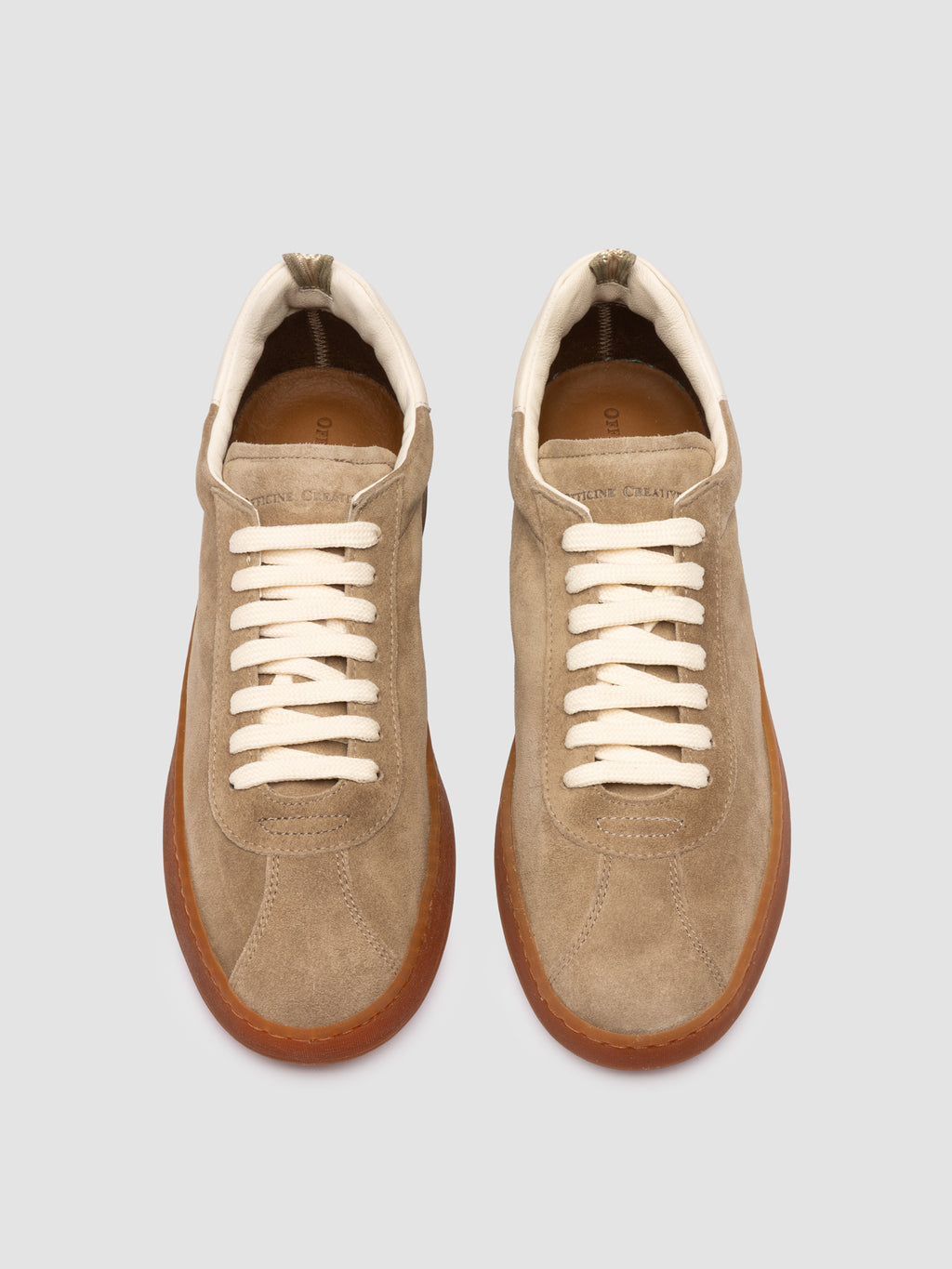 Beige Leather and Suede Sneakers