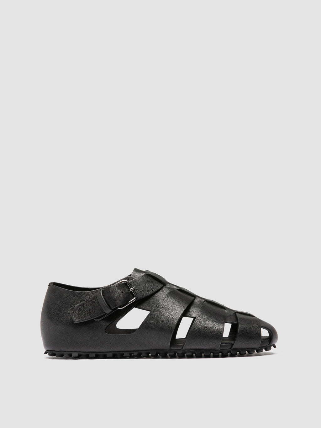 Schwarze Fischer-Sandalen aus Leder