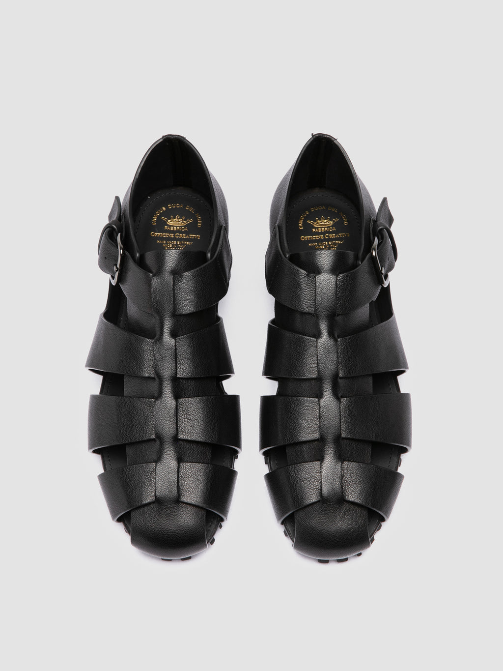 Schwarze Fischer-Sandalen aus Leder