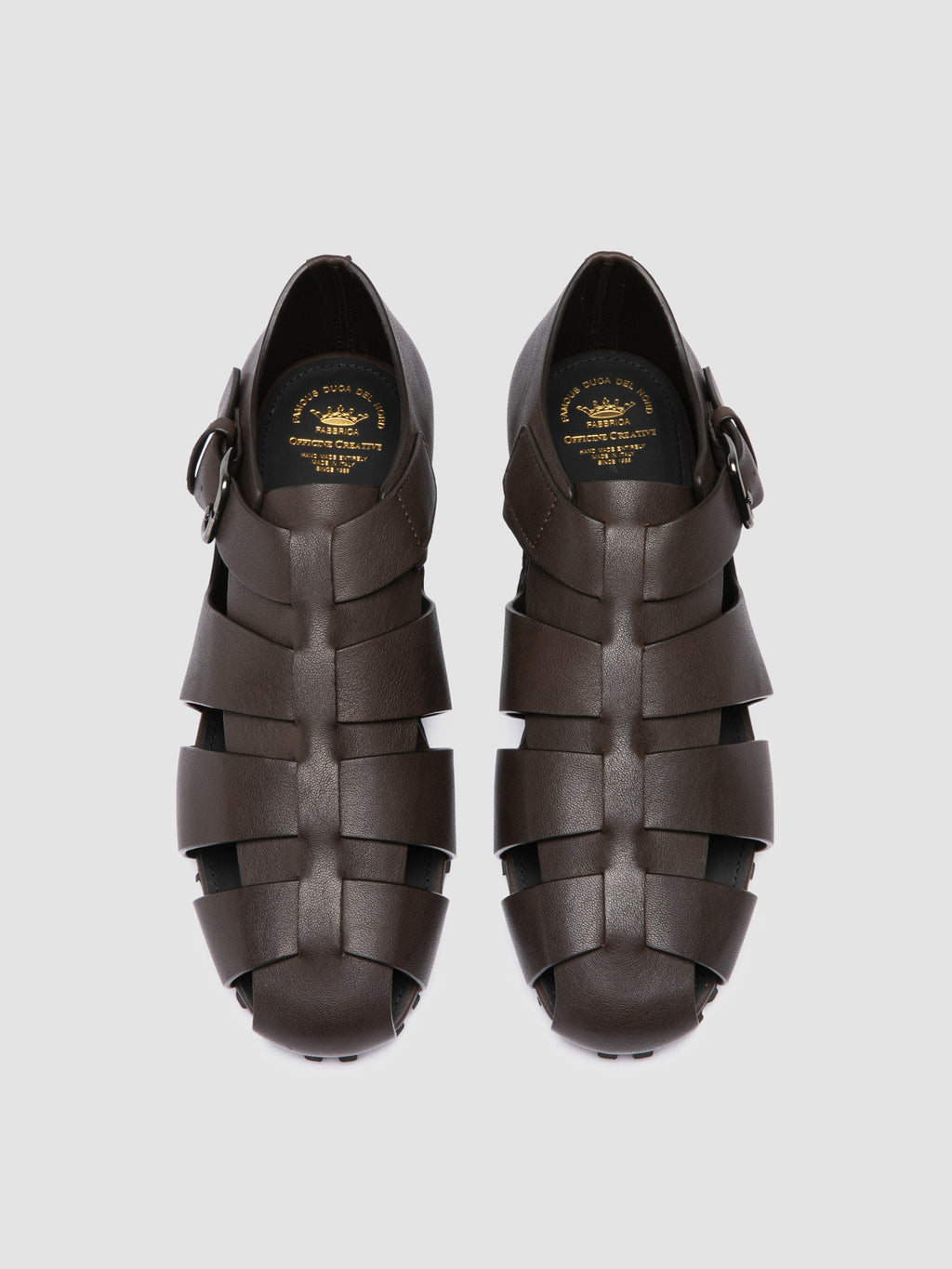 Braune Fischer-Sandalen aus Leder
