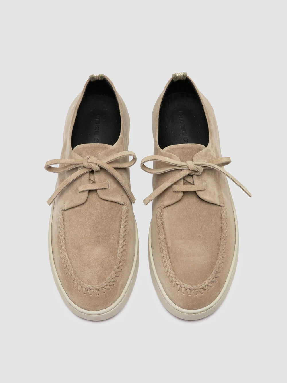 Taupefarbene Derby-Schuhe aus Wildleder