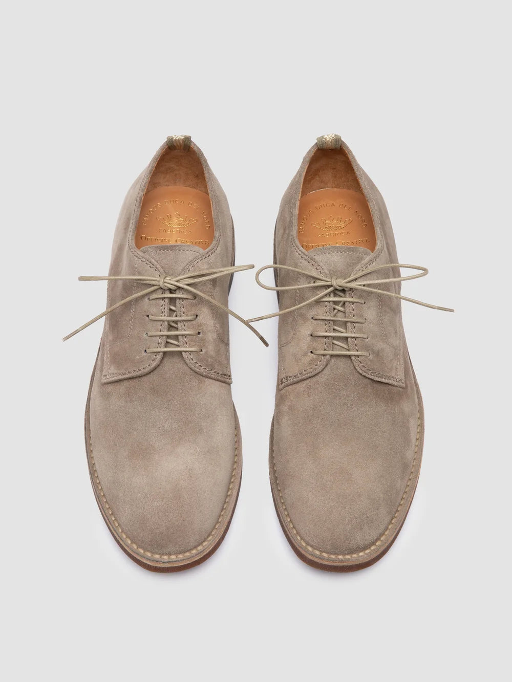 Taupefarbene Derby-Schuhe aus Wildleder