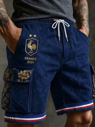 Shorts décontractés pour hommes avec imprimé France Football