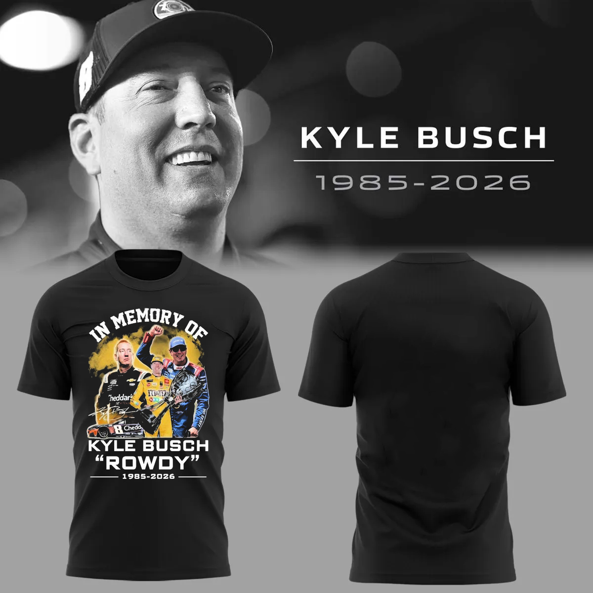 In Memory Of Kyle Busch Vintage NASCAR Tribute Tee